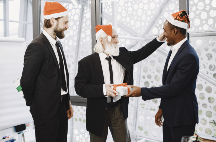 Businessmen celebrating Christmas